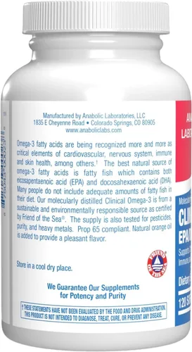 Miniatura 2 de Suplemento clínico de aceite de pescado Omega 3 con EPA y DHA – 120 cápsulas blandas con sabor a naranja para la salud cardíaca, inmune y nerviosa