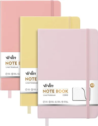 Miniatura 21 de ViVin Cuadernos rayados para trabajo, 192 páginas, tamaño mediano de 5.5 x 8.3 pulgadas, con rayas universitarias, cuadernos A5 de tapa dura