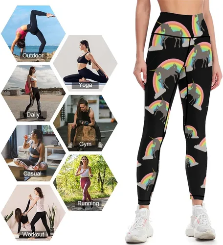 Miniatura 3 de Rainbow Unicorn Workout Leggings for Women High Waisted Tummy Control Yoga Pants
