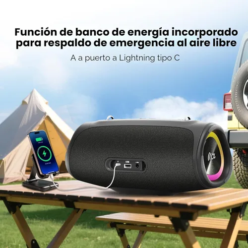 Miniatura 4 de TAZATA Altavoz Bluetooth portátil, 90 W (pico), altavoces de subgraves grandes inalámbricos Bluetooth 5.3 con carga USB Powerbank, resistente al