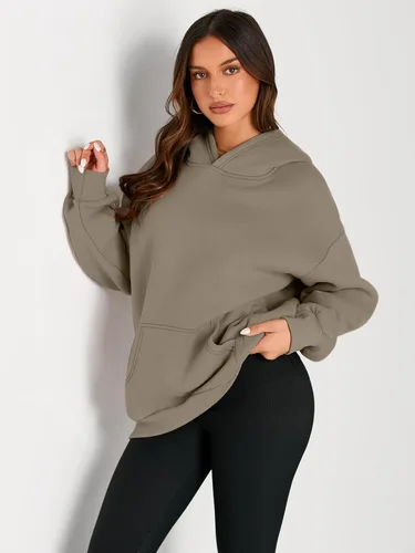 Miniatura 74 de Trendy Queen - Sudaderas extragrandes con capucha para mujer, suéteres de manga larga, sin botones, de vellón, de otoño, ropa de invierno