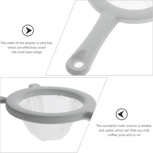 Miniatura 9 de Colador de malla ultra fina de cocina, 3 piezas, colador de malla fina con asa, herramienta de cocina para leche de soja, café, yogur, jugo, hoja