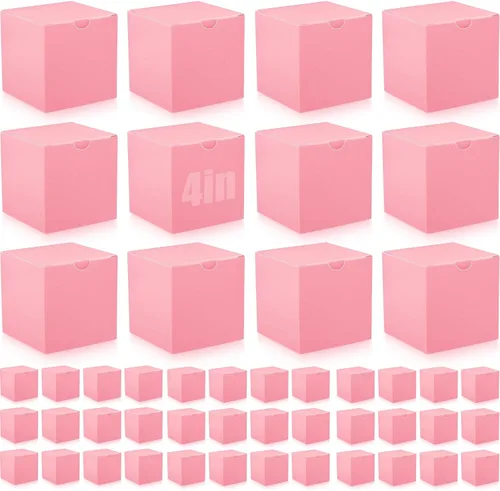 Miniatura 21 de Zhehao - Paquete de 48 cajas de regalo pequeñas de 10,2 x 10,2 x 10,2 cm, cajas de papel kraft cúbicas coloridas al por mayor, con tapas