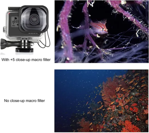 Miniatura 4 de Filtro de buceo para GoPro 7, 6, 5, Super Suit - Juego de 4 filtros de carcasa de buceo (color rojo, magenta, rosa esnórquel, filtro macro)