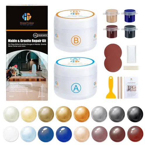Kit de reparación de mármol y granito, kit de reparación de encimera de cuarzo para astillas, abolladuras, grietas, agujeros y arañazos, relleno