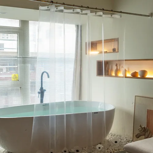 Miniatura 19 de Cortina de ducha corta transparente de 60 pulgadas de largo, forro de cortina de ducha corta de plástico EVA 7G, 60 pulgadas de largo para baño