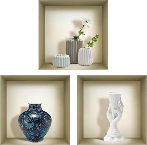 Miniatura 14 de Arte de pared 3D, juego de calcomanías de nicho, decoración de pared 3D, calcomanías de pared para sala de estar, calcomanías de pared