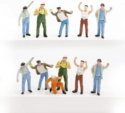 1/50 6pcs Figuras pintadas de trabajador Figura de acción de construcción de edificios Escena en miniatura Figuras coloridas de trabajador para