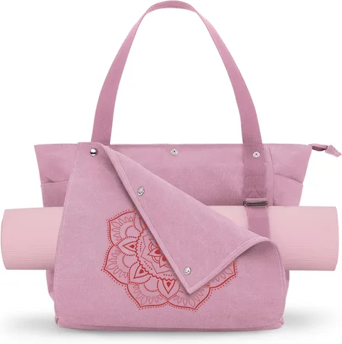 Miniatura 8 de Gonex Bolsa para Esterilla de Yoga, Bolsa de Gimnasio Tipo Tote con Múltiples Bolsillos para Mujeres y Hombres, Portaesterillas de Yoga de Lona