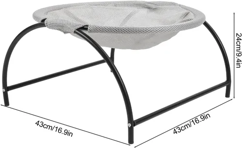 Miniatura 9 de Cat Hammock Bed, Elevated Small Dog Pet Hammock, Stainless Steel Canvas 43x43x24cm - Breathable Comfort, Detachable Design, Indoor Outdoor Use (Grey)