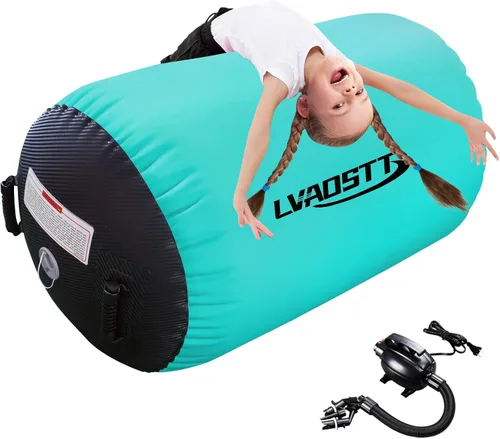 Miniatura 8 de Rodillo de aire para gimnasia, colchoneta inflable para rodillos de aire, equipo de gimnasia, cilindro de equilibrio con bomba para yoga