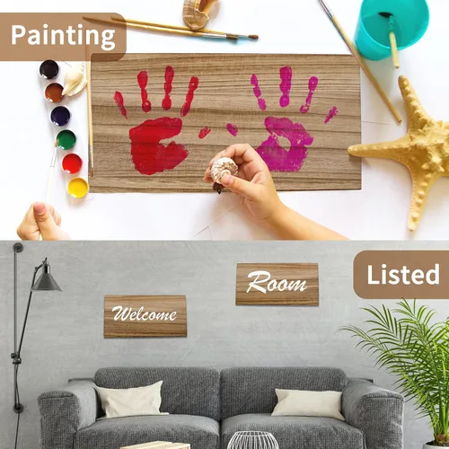 Miniatura 3 de Paquete de 3 tableros rectangulares de madera carbonizada de Paulownia de doble cara sin terminar para estantes de pared, manualidades, decoración