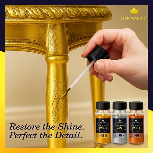 Miniatura 4 de Barnabas Juego de Pintura para Dorado – Pinturas de 20ml (0.68 fl oz) Oro, Plata, Cobre con 3 Guantes para Manualidades, Arte, Retoques de Muebles