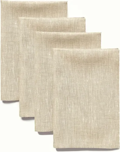 Miniatura 25 de Solino Home Athena - Juego de 4 manteles individuales cuadrados de lino natural claro de 14 x 14 pulgadas, manteles individuales 100 % lino puro