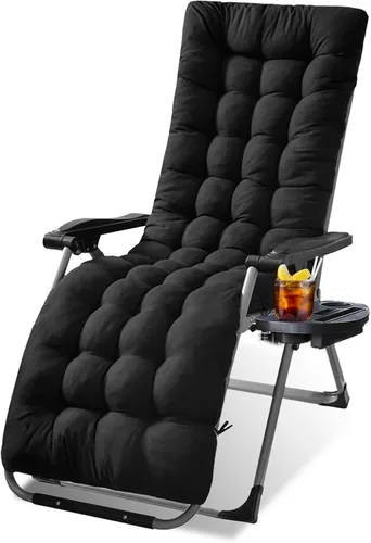 Moclever Cojín para silla de gravedad cero de 67 x 22 x 4 pulgadas, cojín reclinable grueso para interiores y exteriores, cojín suave para tumbona