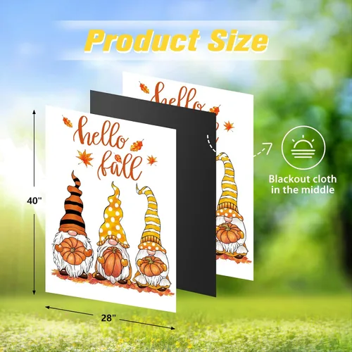 Miniatura 4 de Bandera de jardín de gnomos de Hello Fall para exteriores, bandera de calabaza de gnomos de otoño, banderas de otoño de 28 x 40 pulgadas, doble