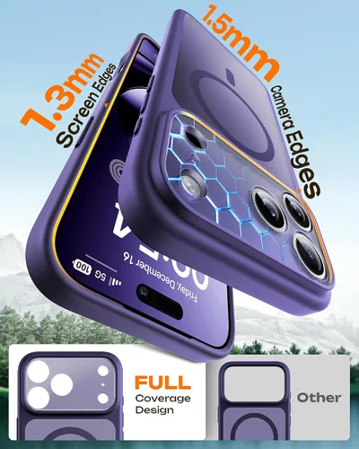 Miniatura 48 de TOCOL Funda para iPhone 11, compatible con Magsafe, protección completa de cámara, imanes integrados, protección contra caídas, funda translúcida