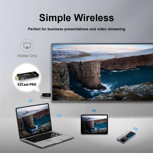 Miniatura 2 de EZCast Sistema de presentación inalámbrico profesional, receptor de pantalla HDMI, pantalla dividida 4 a 1, WiFi MIMO 2T2R, compatible con AirPlay