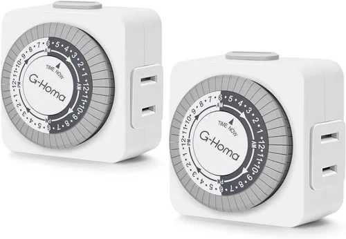 G-Homa Temporizadores para Tomas Eléctricas, Temporizador Mecánico Enchufable para Interiores de 24 Horas, Intervalos de 30 Minutos, Ciclo Diario de