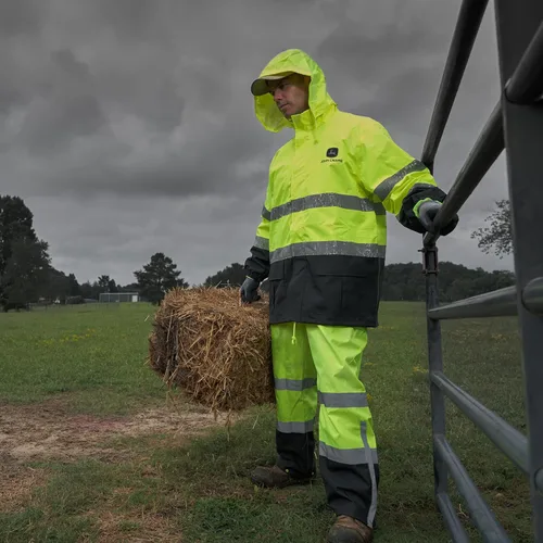 Miniatura 2 de John Deere Hi-Visibility Rain Suit, ANSI Class 3, Poly Oxford with PU Backing, Hi-Vis YellowBlack