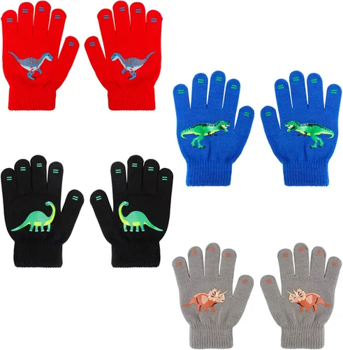 Miniatura 4 de SUNNEEHOME Kids Gloves Winter Bulk for Boys or Girls Gloves Warm Knitted Stretchy Full Fingers Gloves for Birthday Gift