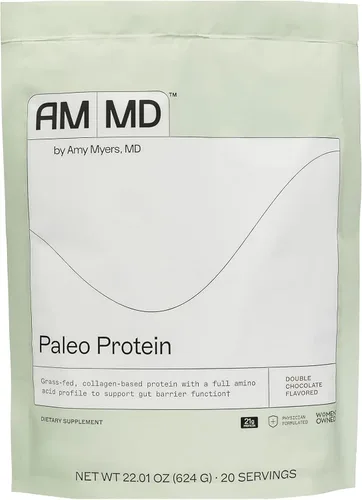 Amy Myers MD Proteína en Polvo Paleo - Doble Chocolate, 20 Porciones - Suplemento de Proteína Basado en Colágeno para el Apoyo de la Función