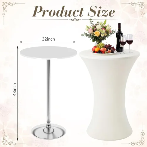 Miniatura 2 de Tegeme Paquete de 6 manteles redondos de cóctel de 32 x 43 pulgadas, mantel elástico para mesa inferior de elastano, para bar, pub, boda, fiesta