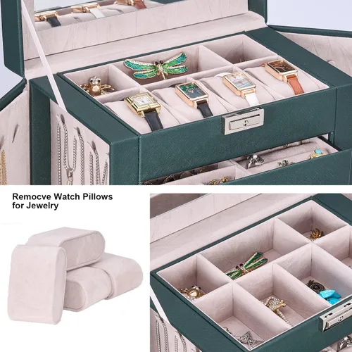 Miniatura 4 de ANWBROAD Jewelry Organizer Box for Women Jewelry Storage Case with Lock and Removable Drawers Keep All Your Jewelry Organized Jewelry box for