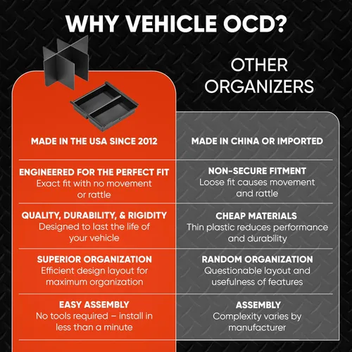 Miniatura 9 de Vehicle OCD - Divisor de consola central y organizador de bandejas para Toyota 4Runner (2003-2009) - Fabricado en Estados Unidos