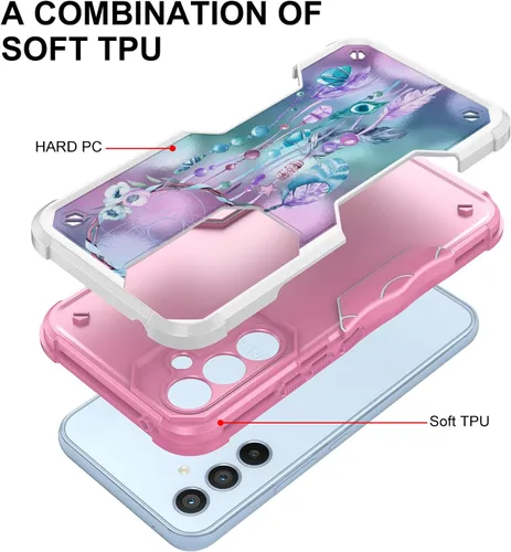 Miniatura 2 de Compatible con Samsung Galaxy S23, funda híbrida de doble capa con diseño gráfico resistente para Samsung Galaxy S23 (atrapasueños)