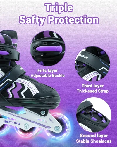 Miniatura 2 de Patines en línea para niños y niñas de 6 a 12 años, patines ajustables para principiantes con ruedas iluminadas para niños, jóvenes y adolescentes