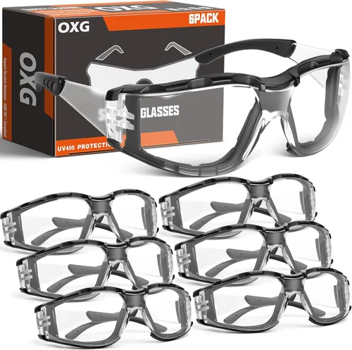 Miniatura 12 de OXG Anteojos de seguridad para hombre, ANSI Z87.1 antivaho resistentes a los impactos, junta de espuma, protección UV400