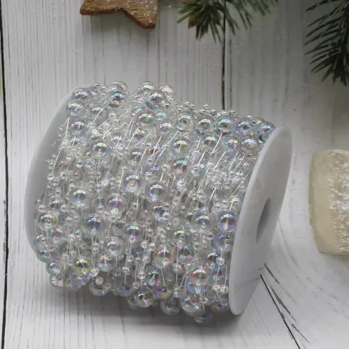 Miniatura 4 de Guirnalda de Cuentas para Árbol de Navidad de 99 Pies, Hebra de Perlas Artificiales de 3-8mm, Cadena de Cuentas para Manualidades DIY, Bodas