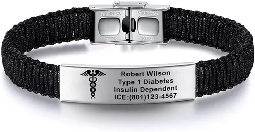 Miniatura 16 de Pulseras de alerta médica para mujeres Pulseras de identificación médica personalizables para hombres, niñas y niños Pulseras médicas trenzadas