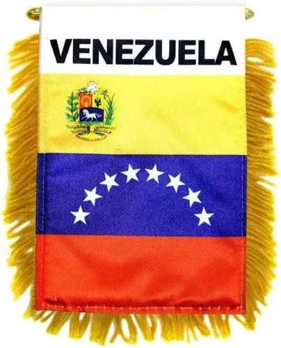 Bandera pequeña de Venezuela – Bandera pequeña para ventana de coche de 4 x 6 pulgadas – con ventosa – Doble cara – Banderas de tela de poliéster de