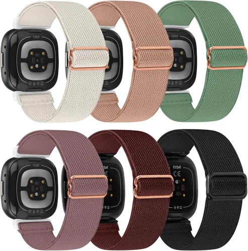 Miniatura 13 de Paquete de 6 bandas elásticas de nailon compatibles con Fitbit Versa 4 / Fitbit Sense 2 / Fitbit Versa 3 / Fitbit Sense, correas de repuesto