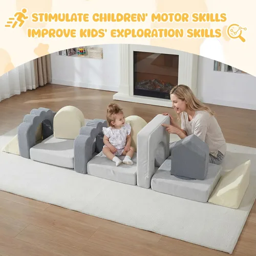 Miniatura 7 de Juguetes de Escalada de Espuma para Niños Pequeños, Set de 13 Piezas de Juego de Escalada y Gateo, Bloques de Escalada Blandos para Niños Pequeños