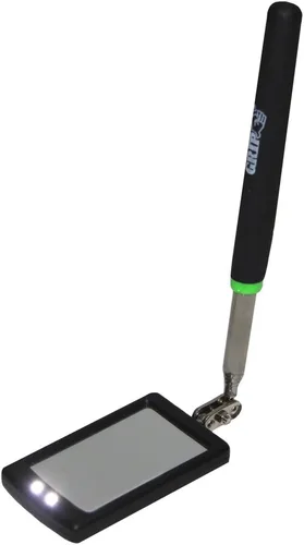 Miniatura 2 de GRIP Espejo de inspección LED telescópico – Se extiende de 11 a 34 pulgadas – Acero inoxidable – Luces LED gemelas – Espejo de rótula doble de 2.5 x