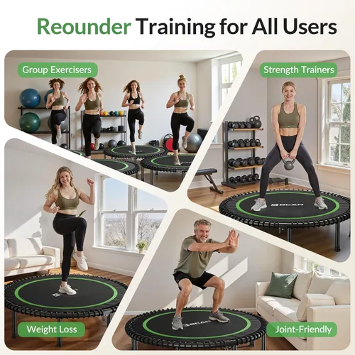 Miniatura 5 de BCAN 450/550LBS Mini Rebounder Trampoline for Adults, 40"/48" Foldable Fitness Trampoline with Bungees, Quiet & Stable Exercise Trampoline verde