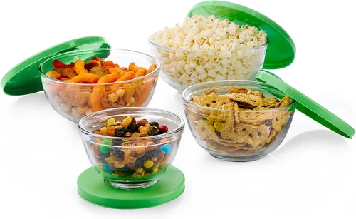 Miniatura 7 de Libbey Baker's Basics Juego de 8 Piezas de Platos de Vidrio para Hornear Cupcake Party con Tapas, Cuencos Redondos Pequeños de Vidrio, Cuencos