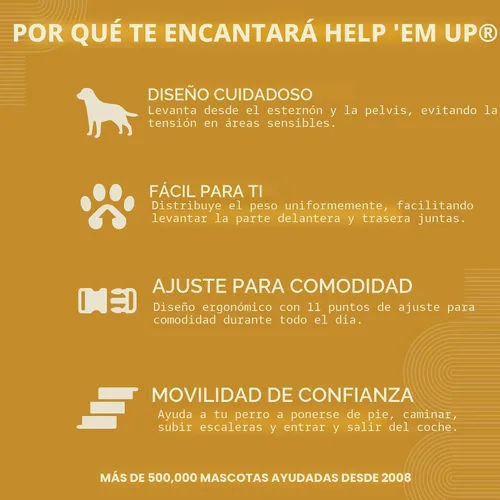 Miniatura 5 de Arnés Help 'Em Up │ Arnés de elevación ajustable para perros │ Soporte de cuerpo completo, soporte de patas traseras (Convencional, Mediano)