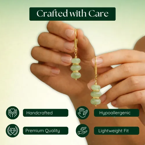 Miniatura 4 de Gempires - Aretes ligeros con cuentas hechas a mano, hipoalergénicos, chapados en oro, aretes colgantes para mujer
