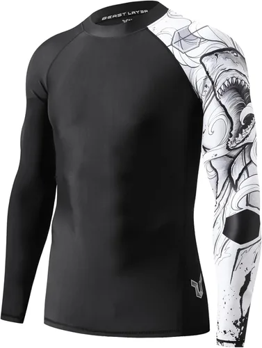 Miniatura 5 de HUGE SPORTS Camisas de baño para hombre de manga larga UPF 50+ con protección contra erupciones solares y protección UV Dividir