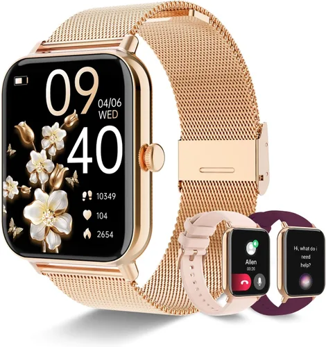 Reloj inteligente para mujer con respuesta de llamadas Bluetooth, reloj de fitness con esfera de 1.85 pulgadas con monitor de sueño de frecuencia