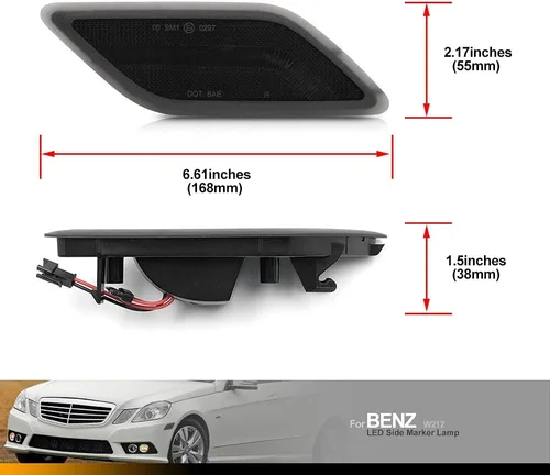 Miniatura 8 de Kits de luces indicadoras laterales LED con lentes ahumadas ámbar para Mercedes Benz W212 Clase E Pre-LCI E350 E550 E63 AMG 2010 2011 2012 2013
