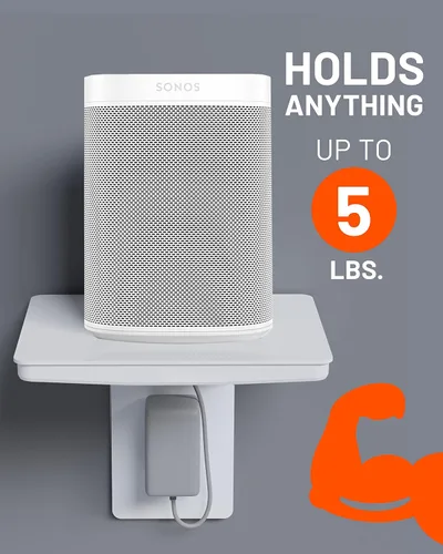 Miniatura 9 de ECHOGEAR Estante de salida (blanco/gris) – Diseño de última generación con almacenamiento de cable integrado y espacio para enchufes voluminosos