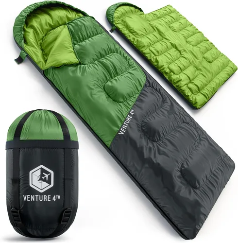 Miniatura 9 de VENTURE 4TH Saco de dormir para mochileros – XXL, tamaños dobles e individuales – Saco de dormir ligero para clima cálido y frío para adultos, niños