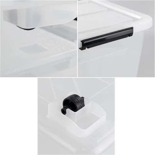 Miniatura 3 de Contenedores de almacenamiento transparentes de 70 L, paquete de 4, contenedores de almacenamiento apilables de plástico con tapas y ruedas, sin BPA
