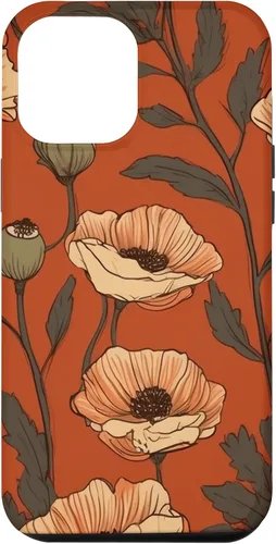 Miniatura 25 de iPhone 16 Floral Pattern Poppies Terracotta Poppy Flower Case