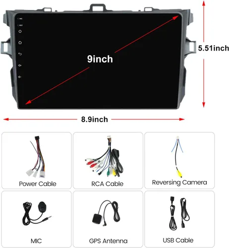 Miniatura 9 de Android 13 - Radio estéreo para automóvil para Toyota Corolla 2009-2012, Biorunn de 9 pulgadas, con GPS, inalámbrico, con cable, para automóvil